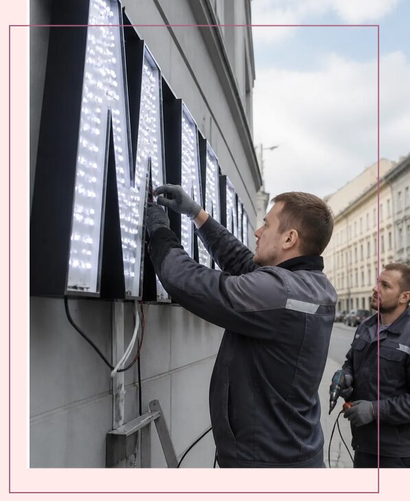 Изготовление и монтаж светодиодных LED вывесок в Подольске